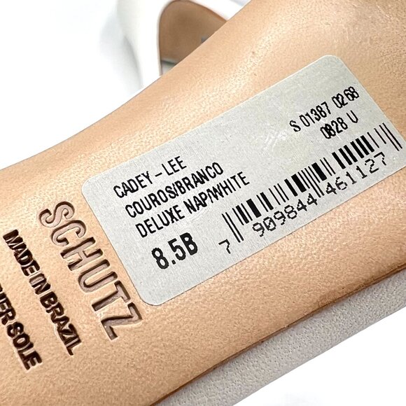 Schutz Size 8.5 Cadey Lee White Leather Minimalist Stiletto Heel Sandals Shoes - Picture 12 of 14